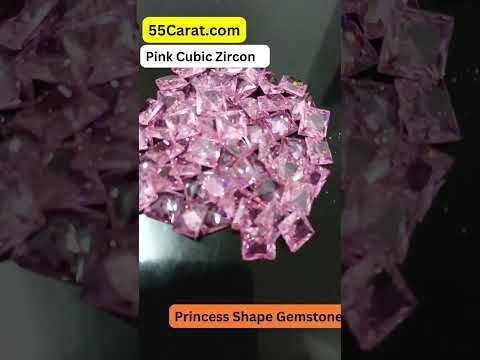 Created Pink Cubic Zircon Princess Shape Fine Quality Loose Gemstone at Wholesale Rates (Rs 8/Carat)
