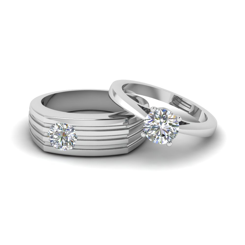Forever Love Platinum Couple Rings with Black Engravings JL PT 581